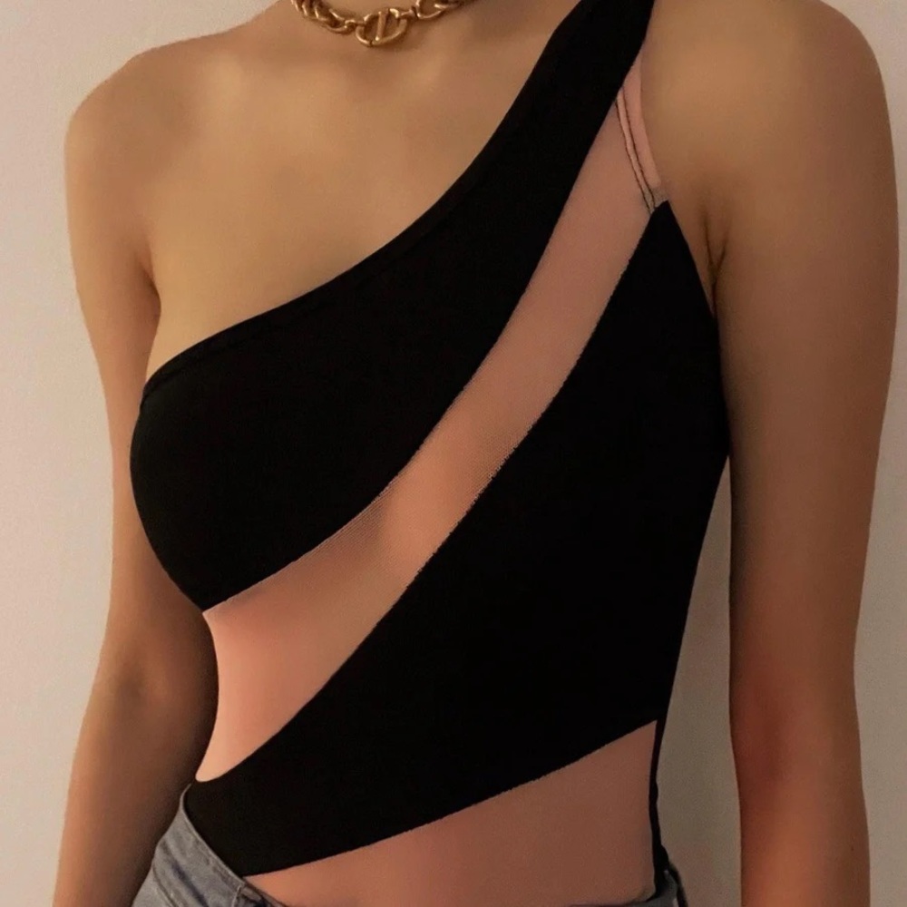 Snake Mesh Assymetric Bodysuit